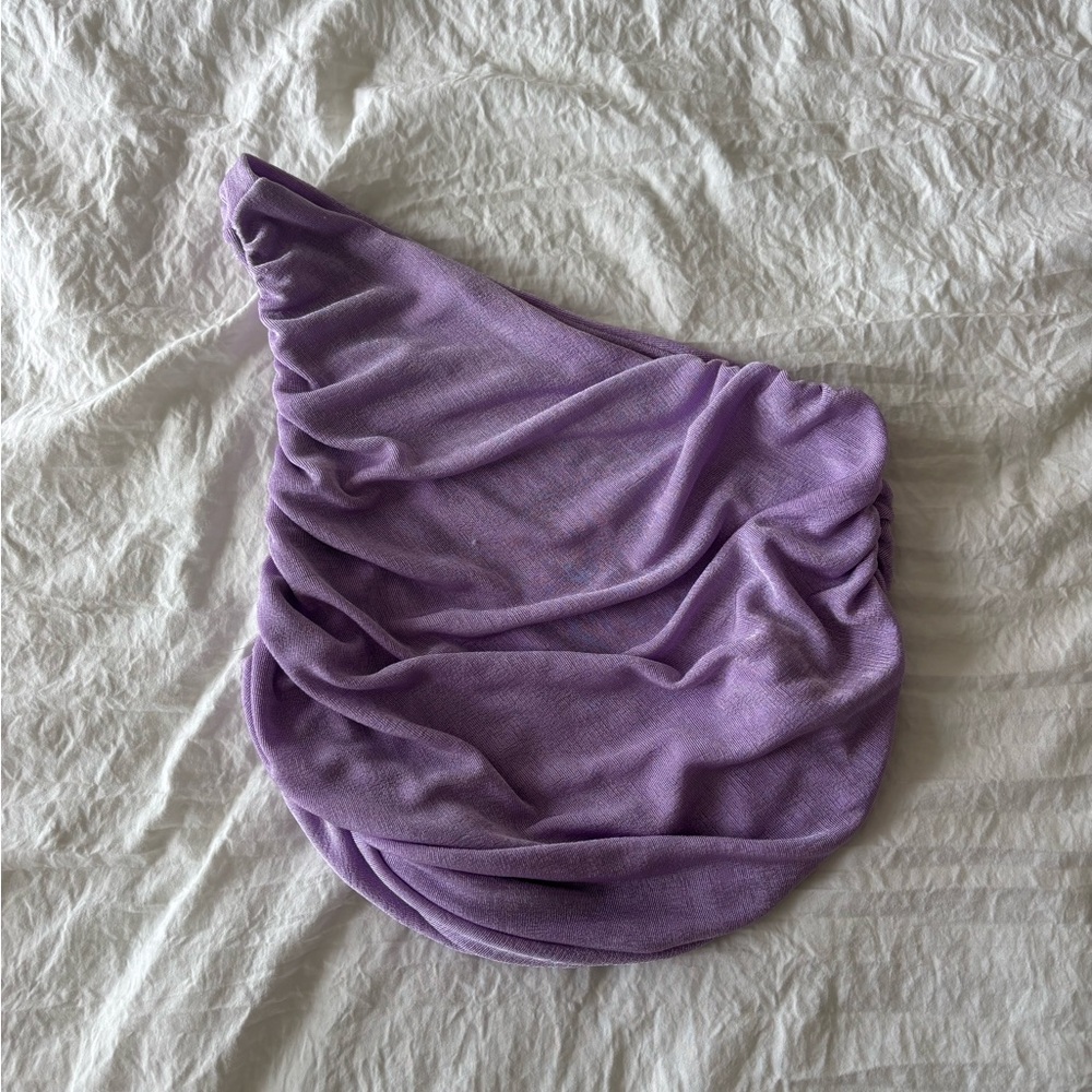 Purple One-Shoulder Crop Top